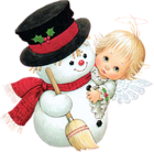Angel and Snowman PNG Picture