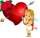 Cupidon with Heart Arrow and Rose Clipart