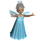 Cute 3D Angel with Blue Dress PNG Picture