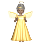 Cute 3D Angel with Gold Dress PNG Picture