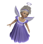 Cute 3D Angel with Purple Dress PNG Picture