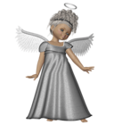 Cute 3D Angel with Silver Dress PNG Picture