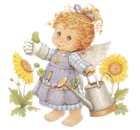 Cute Angel Gardener with Watering Can Free PNG Clipart