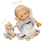 Cute Angel with Kitten Free PNG Clipart Picture