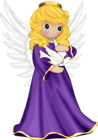 Cute Angel with Purple Robe and Dove Free PNG Clipart