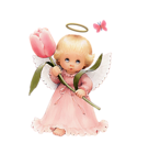 Cute Angel with Tulip Free Clipart
