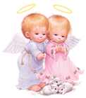 Cute Baby Angels with Bunnies Free PNG Clipart Picture