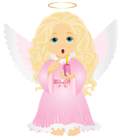 Cute Blonde Angel with Candle Transparent PNG Clip Art Image