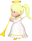 Cute Blonde Angel with Horn Large PNG Clipart