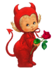 Cute Devil with Red Rose Free PNG Clipart Picture