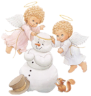 Cute Little Angels with Snowman