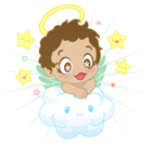 Small Angel with Cloud and Stars PNG Clipart