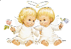 Two Baby Angels With Flowers Free Clipart