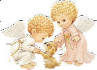 Two Cute Little Angels with Puppy Clipart