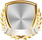 Gold White Badge with Banner PNG Clip Art Image