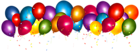 Transparent Colorful Balloons with Confetti PNG Clipar Image