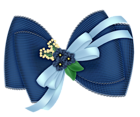 Beautiful Transparent Blue Bow with Flowers Clipart
