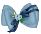 Beautiful Transparent Light Blue Bow with Flowers Clipart