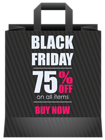 Black Friday 75% OFF Black Shoping Bag PNG Clipart Picture