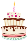 Birthday Cake with One Candle PNG Clipart Image
