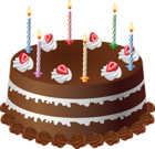 Chocolate Cake with Candles Art PNG Large Picture