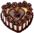 Chocolate Heart Cake with Roses PNG Picture