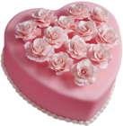 Pink Heart Cake with Roses Clipart