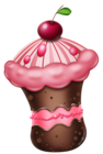Small Chocolate Cake with Cherry PNG Clipart
