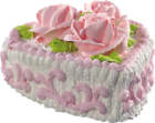 White Heart Cake with Pink Roses PNG Picture