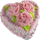 White Heart Cake with Pink Roses PNG Picture Clipart