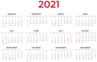 2021 Calendar Transparent Clipart