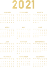 2021 Gold Calendar PNG Clipart