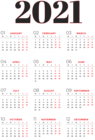 2021 Transparent Calendar