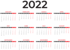 2022 Calendar Black EU PNG Clipart