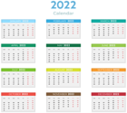 2022 Color Calendar Clipart