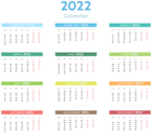 2022 Color Calendar Transparent Clipart
