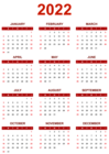 2022 Red Calendar Transparent Clipart