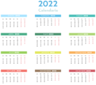 2022 Spanish Color Calendar Transparent Clipart