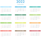 2022 US Color Calendar Transparent Clipart