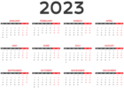 2023 Calendar Black EU PNG Clipart