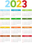 2023 Calendar Colorful Transparent Image