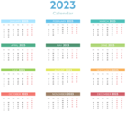 2023 Calendar with Colors Transparent Clipart