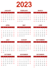 2023 Red Calendar Transparent Clipart