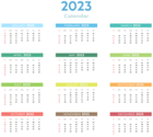 2023 US Calendar with Colors Transparent Clipart