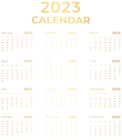 2023 US Gold Calendar PNG Clipart