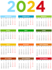 2024 Calendar EU Colorful Transparent Image