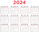 2024 Calendar EU White PNG Image