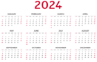 2024 Calendar Transparent Clipart