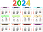 2024 Calendar US Large PNG Clipart