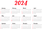 2024 Calendar US PNG Clipart